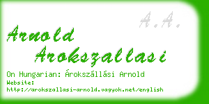arnold arokszallasi business card